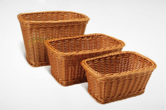 Rectangular Plastic Woven Baskets-3PC