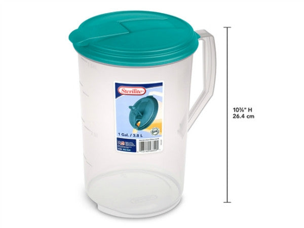 Round Pitcher 3.8L Clear w/Blue lid