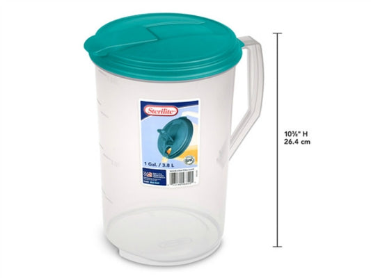 Round Pitcher 3.8L Clear w/Blue lid
