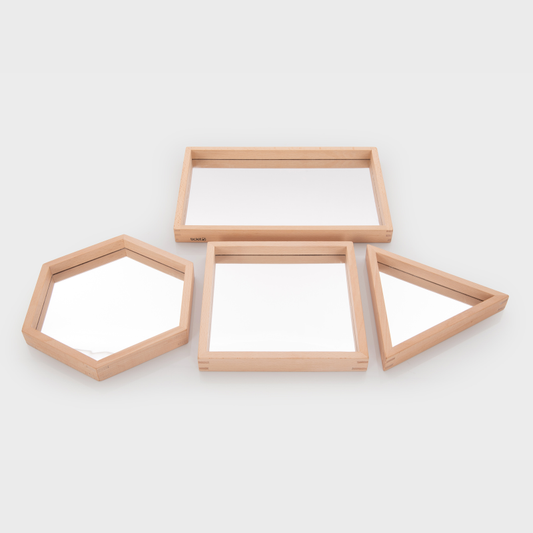 WOODEN SHAPE MIRROR TRAYS