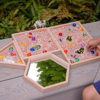 WOODEN SHAPE MIRROR TRAYS