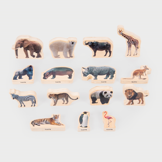 Wooden Wild Animal Blocks (Set of 15)