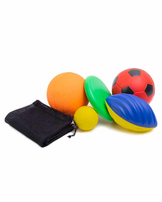 Safe Play Kit - 5 Assorted Foam Balls with a Mesh Bag