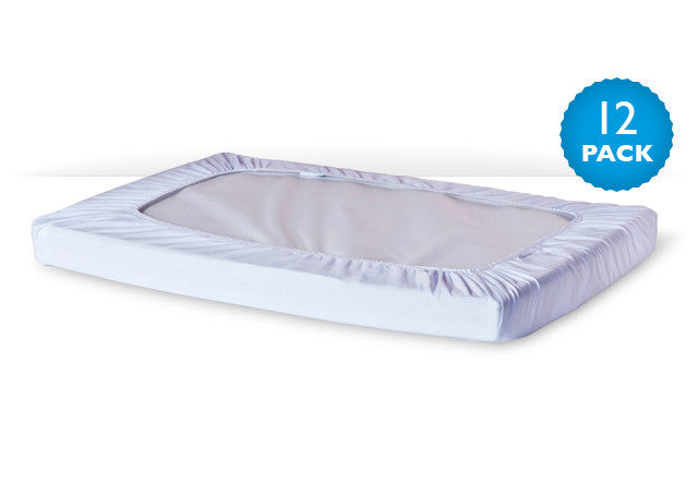 SafeFit™ Elastic Sheets - Compact/Portable - White 12-Pack