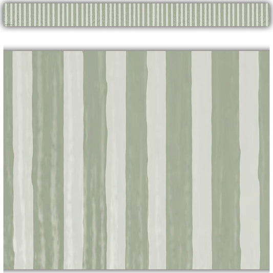 Classroom Cottage Sage Green Stripes Straight Border Trim