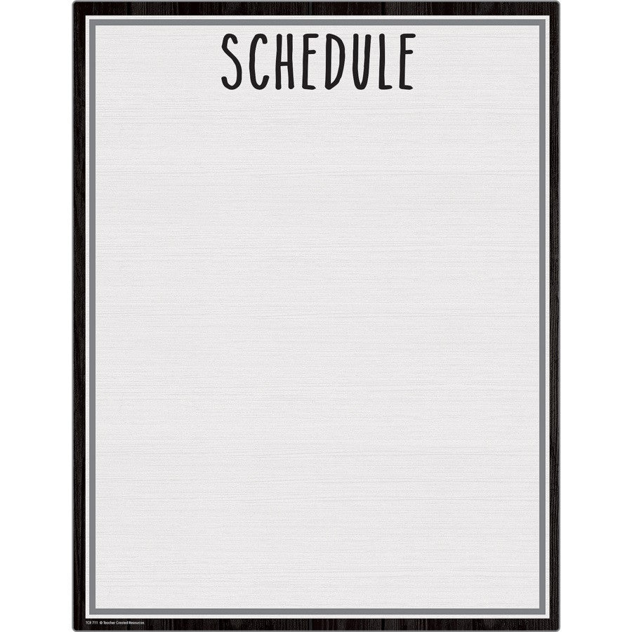 Schedule Write-On/Wipe-Off Chart