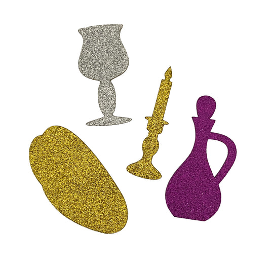 Self Adhesive Glitter Foam Shapes- Shabbat (30 pk)