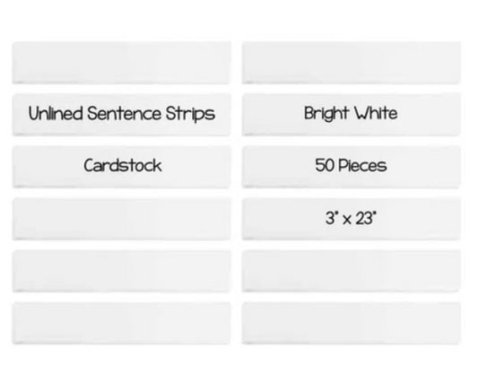 Sentence Strips - 3" x 23" - Cardstock (White, 50 Pack)