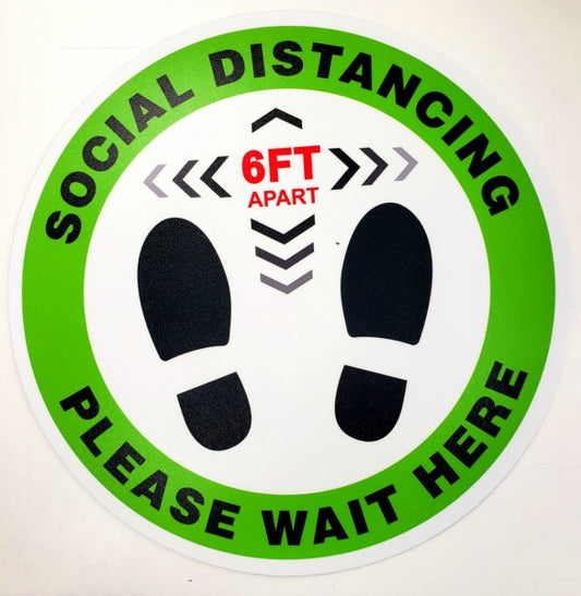 Social Distancing Round Floor Vinyl Sign Sticker - 12" Diameter