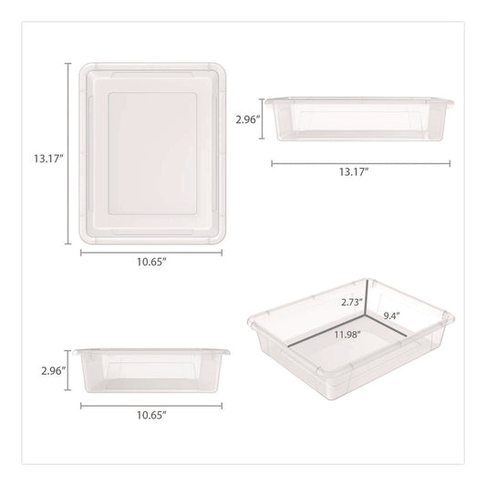 Flat Storage Tray With Lid - Translucent - Single
