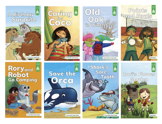 Stairway Decodables - Step 6: Vowel-R combinations, Diphthongs, and Long Vowels (Set of 8 Books)