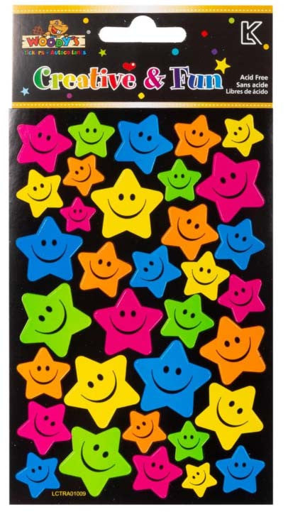 Stickers-Smiley Stars (Assorted Sizes and Colours)