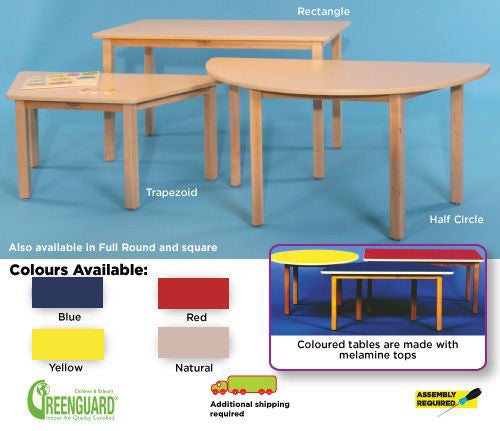 Tables with Wooden Legs- Half Round (24"x48"), 22" Legs
