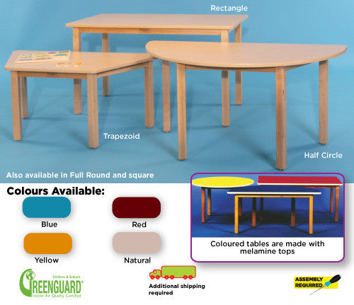 Tables with Wooden Legs- Rectangular (30"x48"), 26" Legs
