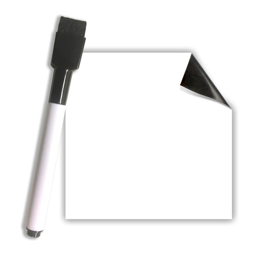 White Dry-Erase Sticky Notes- 3" x 3" (Pack of 12) with Dry Erase Marker