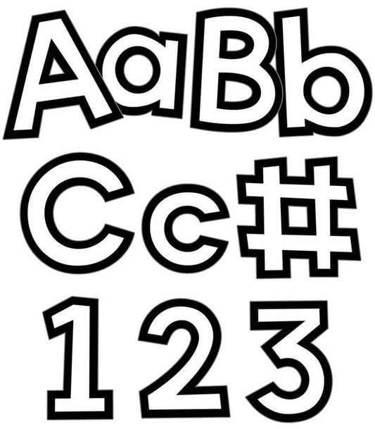 Lettres pour tableau d'affichage, combo blanc avec liseré noir