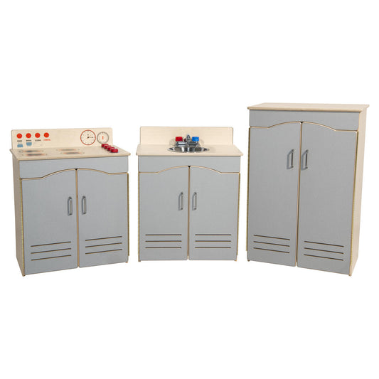 Wooden Faux Stainless Steel Appliances - Set of 3