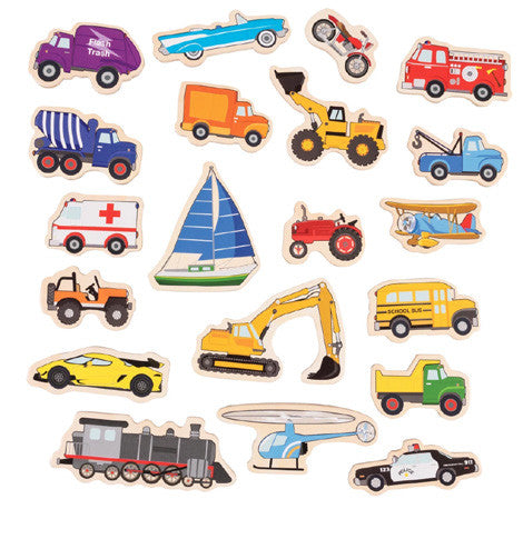 Wooden Magnets - Transport - 20Pcs