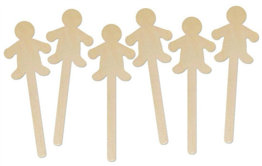 Wooden Popstix Shapes People Sticks
