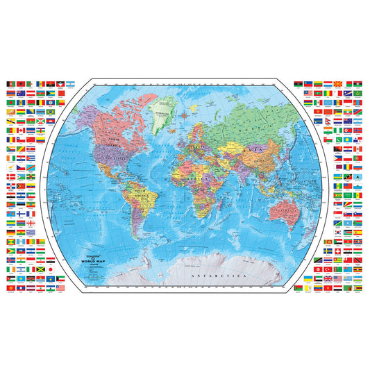 World Map with Flags - 4 ft