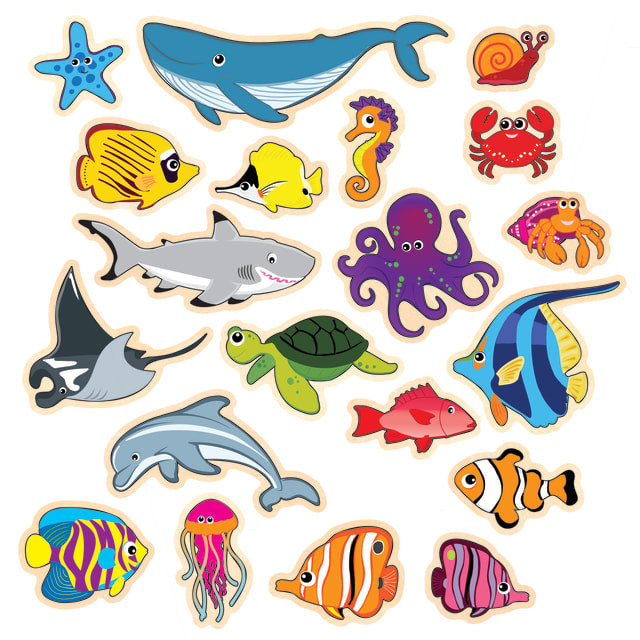 Sea Life Wooden Magnets - Set of 20
