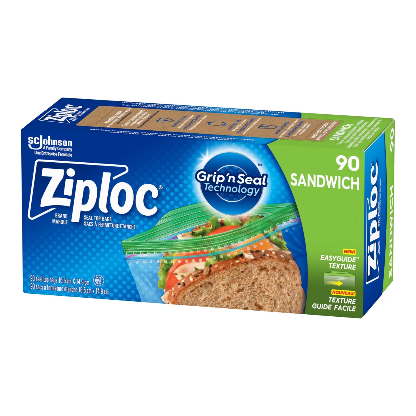Resealable Sandwich Bags - 6.5" x 5.8" - 90 Bags
