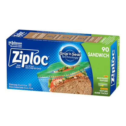 Resealable Sandwich Bags - 6.5" x 5.8" - 90 Bags